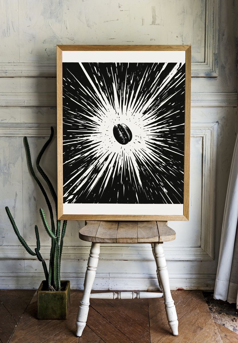 Coffee Bean Burst Typography Print. room preview