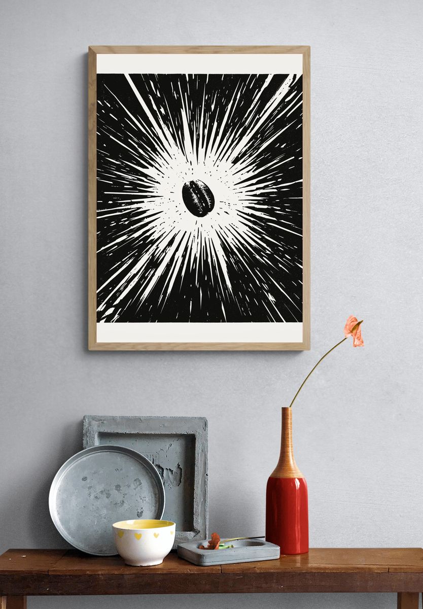 Coffee Bean Burst Typography Print. — room view 3