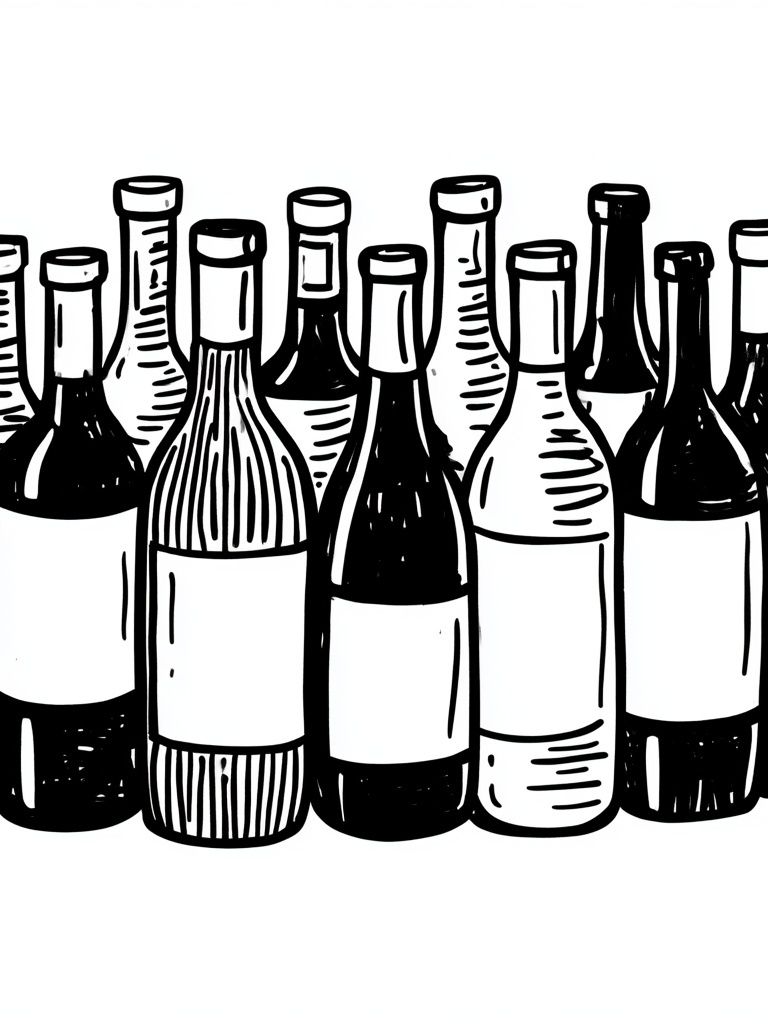 Wine Bottles Illustration Poster. poster — food-drink art