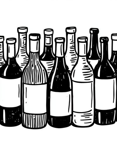 Wine Bottles Illustration Poster. poster