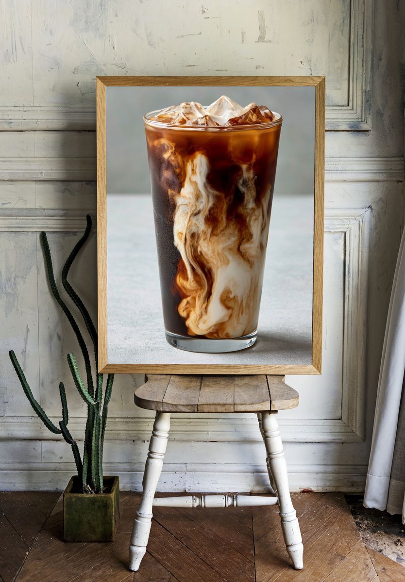 Iced Coffee Swirl Photography Poster. — room view 1