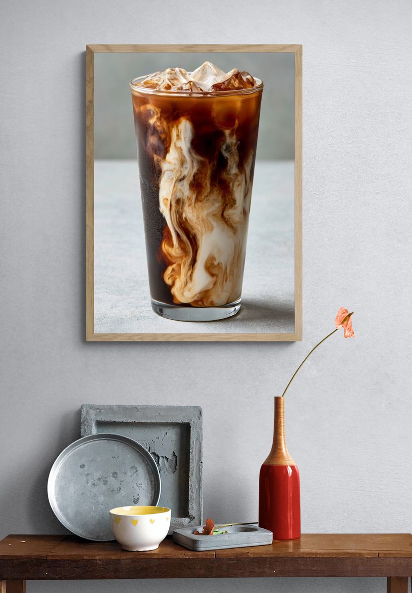 Iced Coffee Swirl Photography Poster. — room view 3