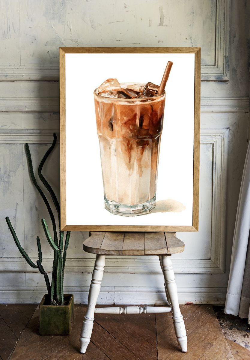 Iced Coffee Watercolor Print. — room view 1