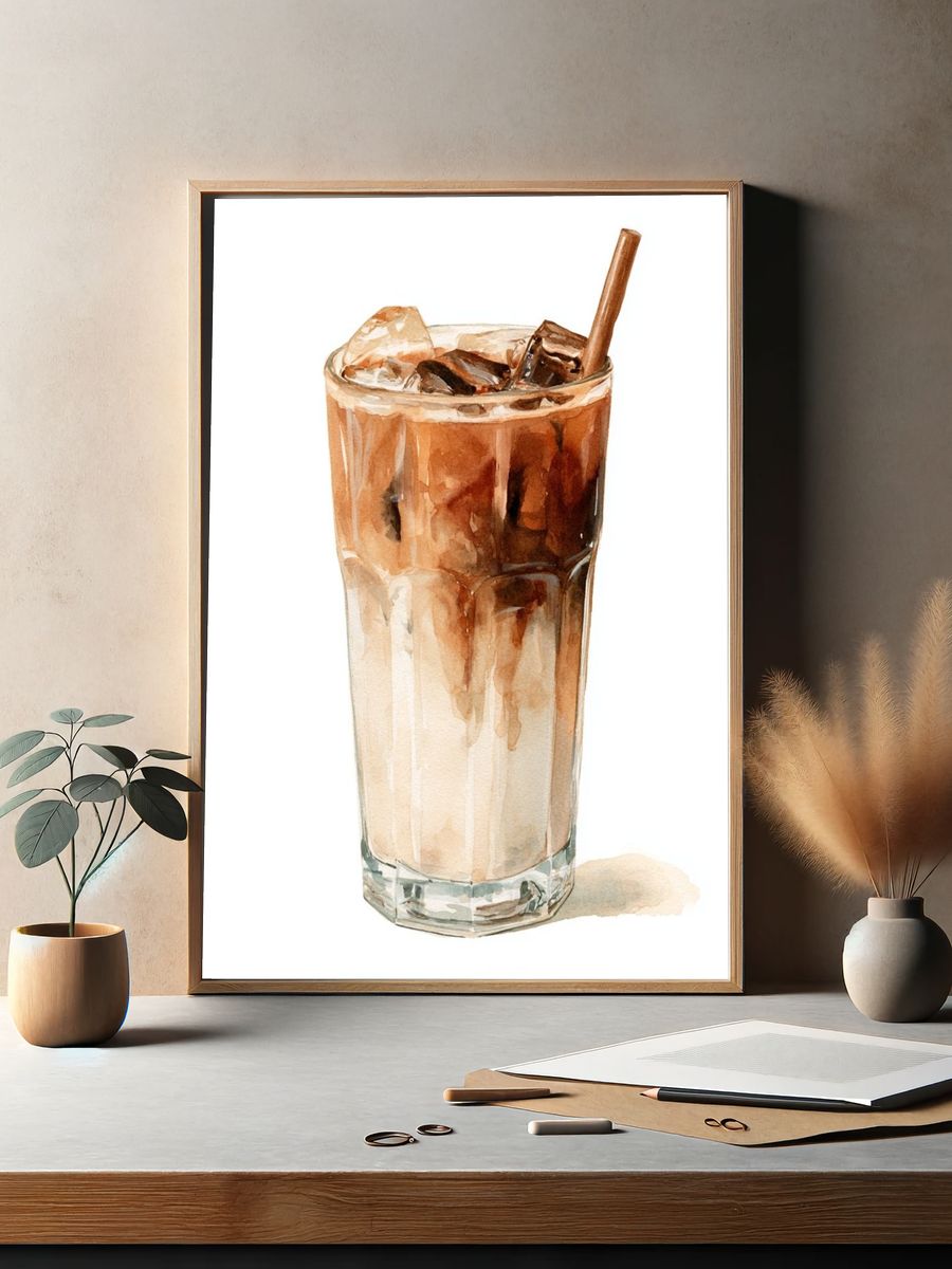 Iced Coffee Watercolor Print. — room view 2