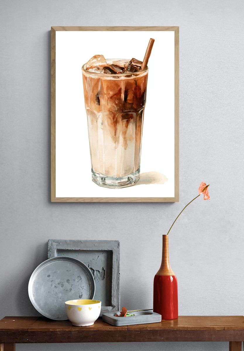 Iced Coffee Watercolor Print. — room view 3