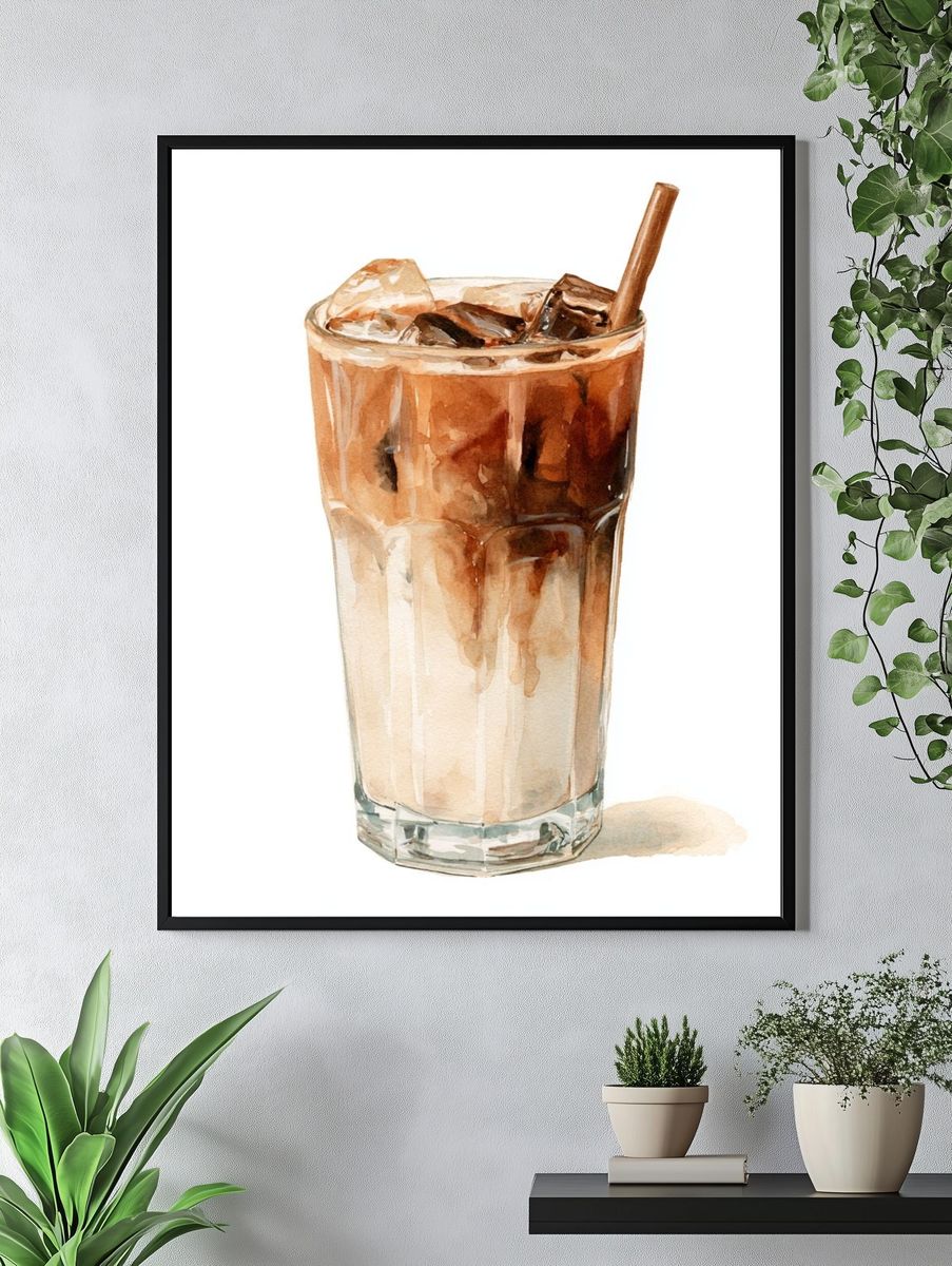 Iced Coffee Watercolor Print. — room view 4