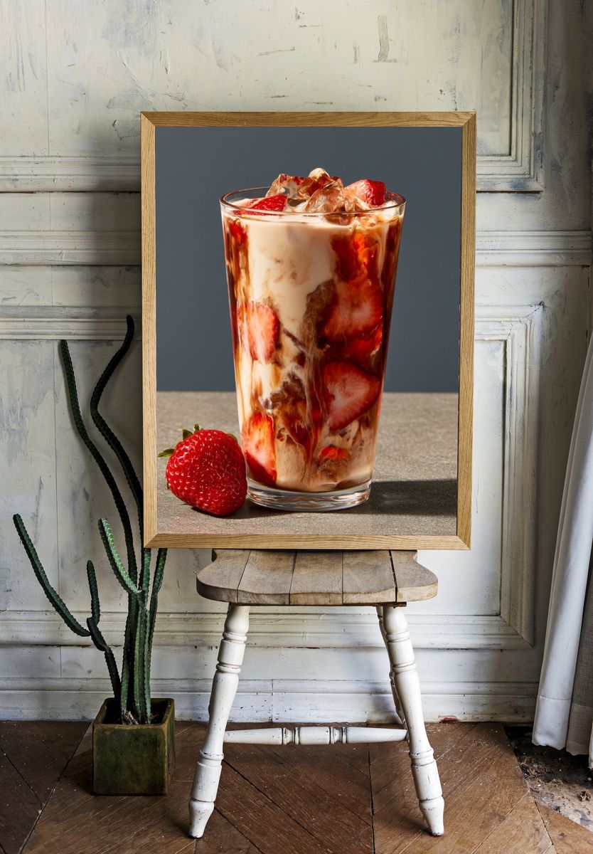 Strawberry Iced Coffee Poster. — room view 1