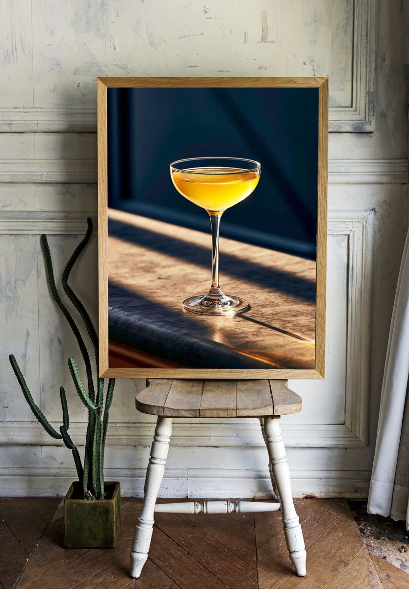 Golden Cocktail Glass Photography Poster. — room view 1
