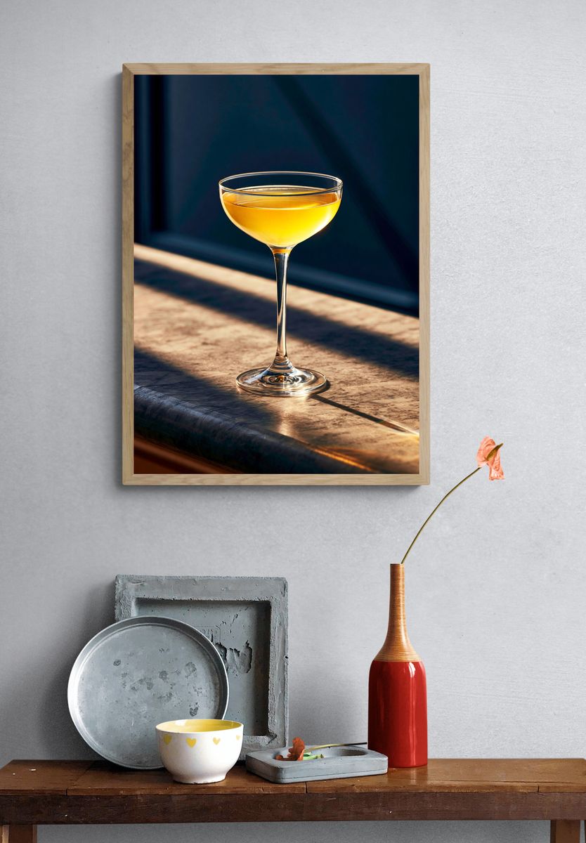 Golden Cocktail Glass Photography Poster. — room view 3