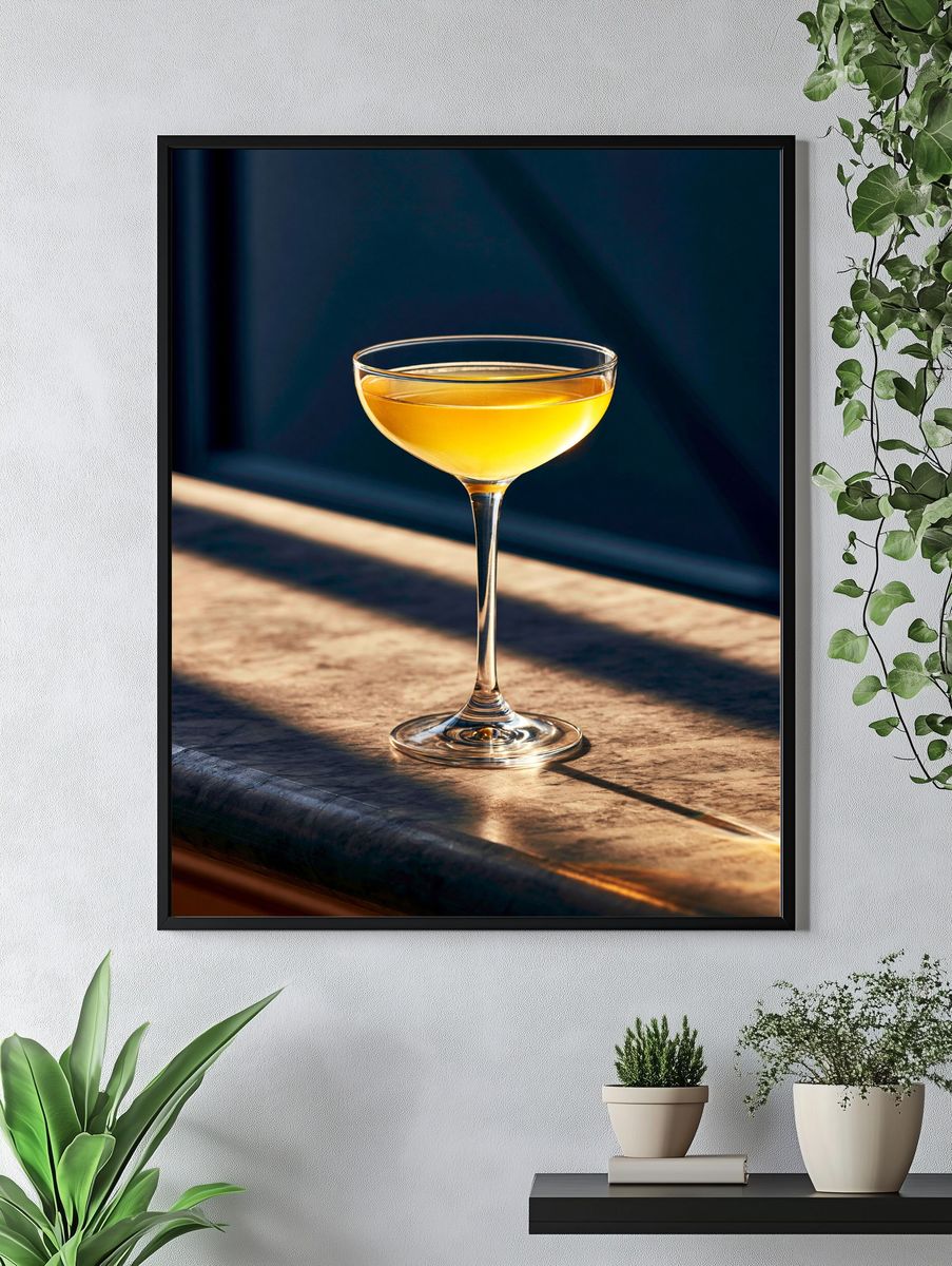 Golden Cocktail Glass Photography Poster. — room view 4