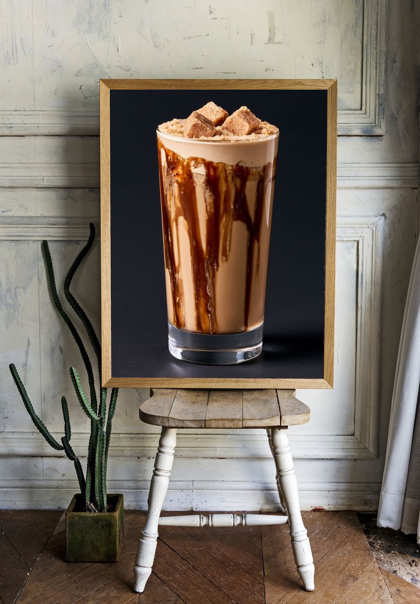 Caramel Iced Coffee Photography Poster. — room view 1