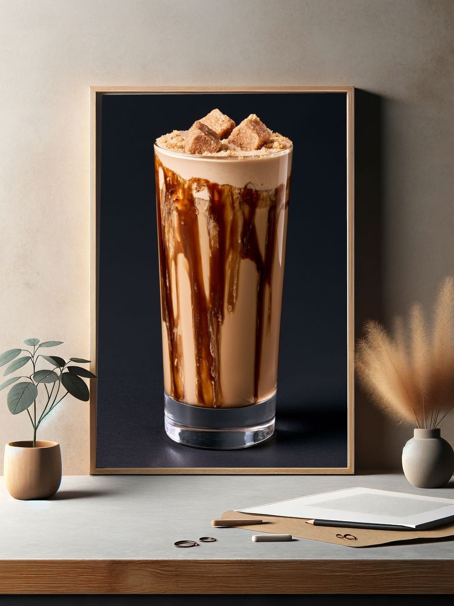 Caramel Iced Coffee Photography Poster. — room view 2