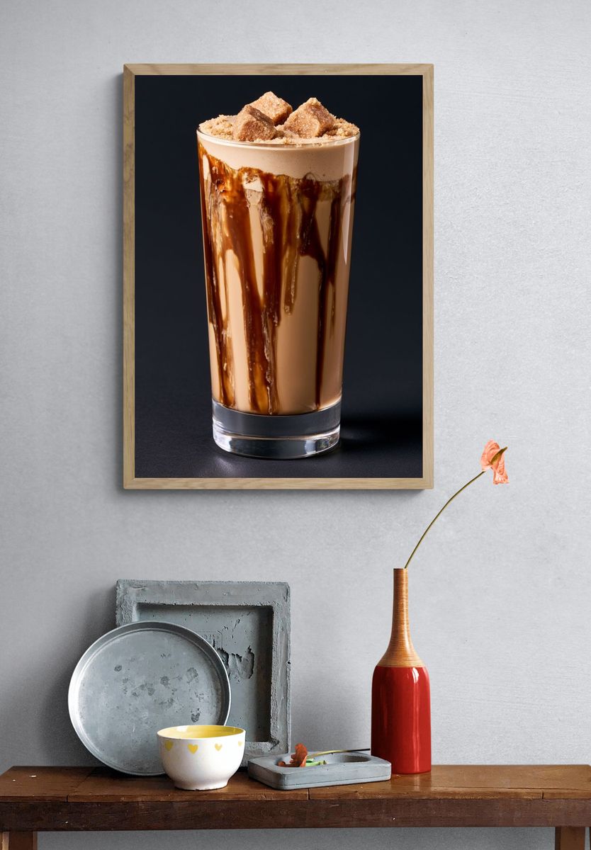 Caramel Iced Coffee Photography Poster. — room view 3