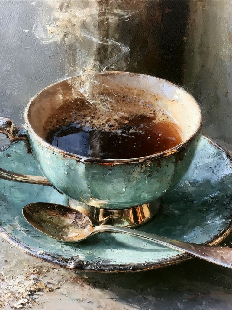 Steaming Coffee Cup — Fine-Art Print. poster — food-drink art
