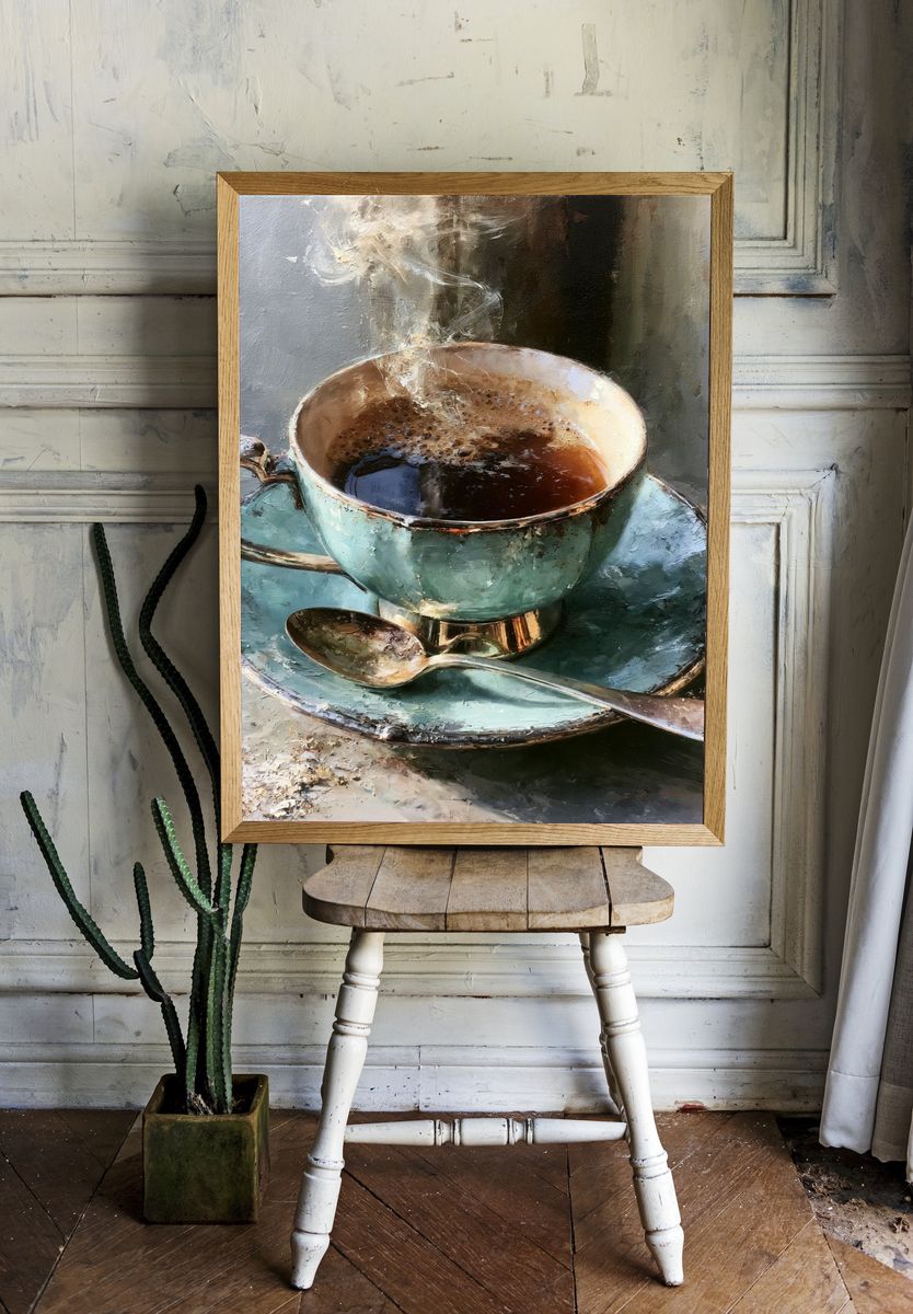 Steaming Coffee Cup — Fine-Art Print. — room view 1