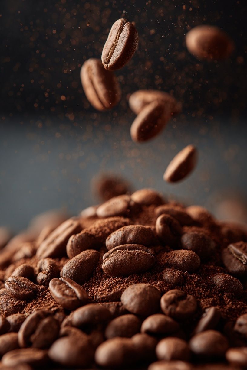 Floating Coffee Beans Photography Poster. poster — food-drink art