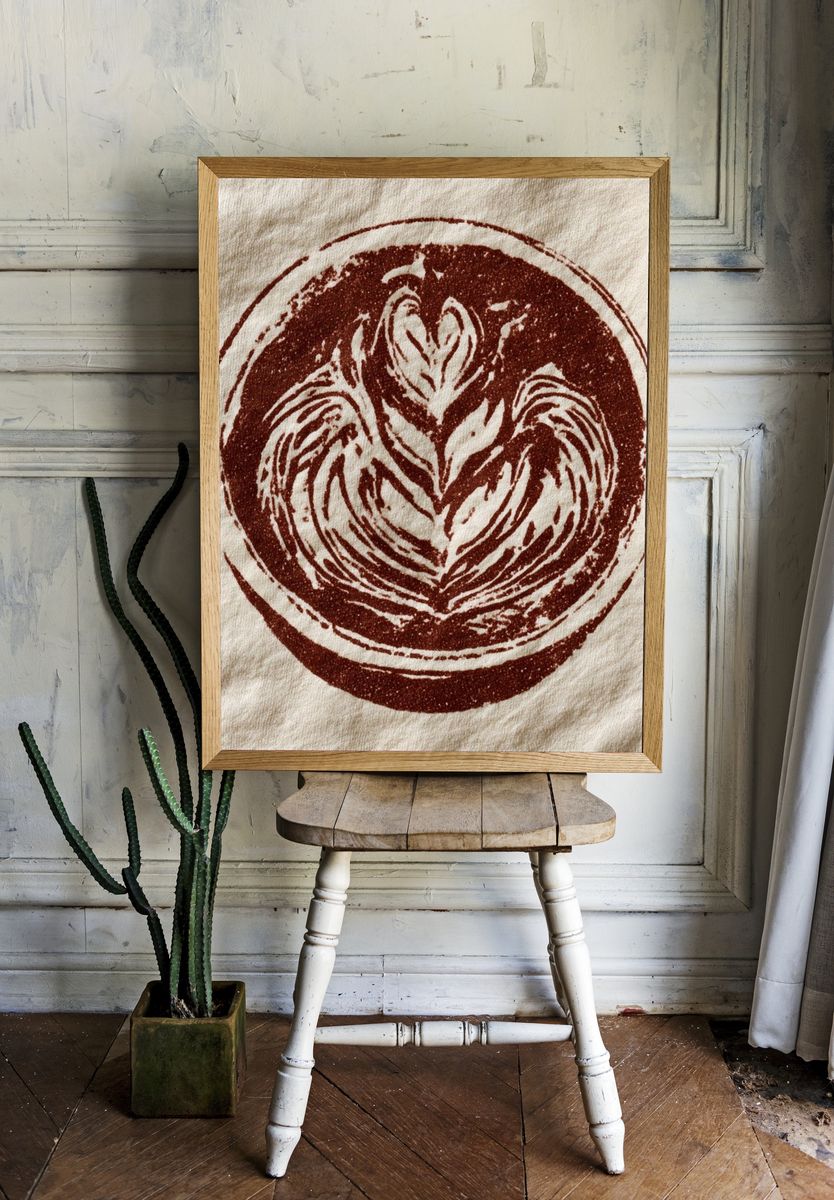 Coffee Heart Latte Art Print. — room view 1