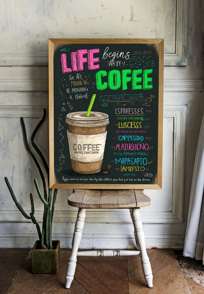 Coffee Life Begins Poster. — room view 1