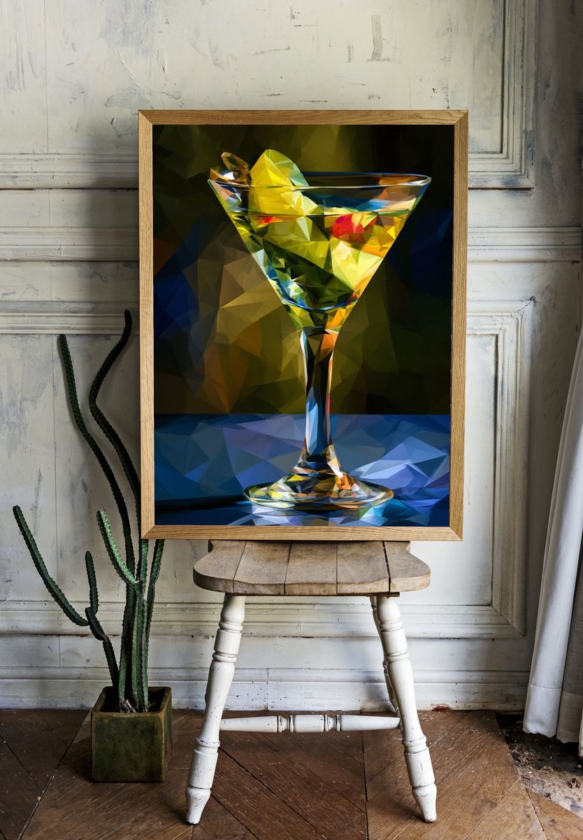 Cocktail Glass Digital Art Print. room preview