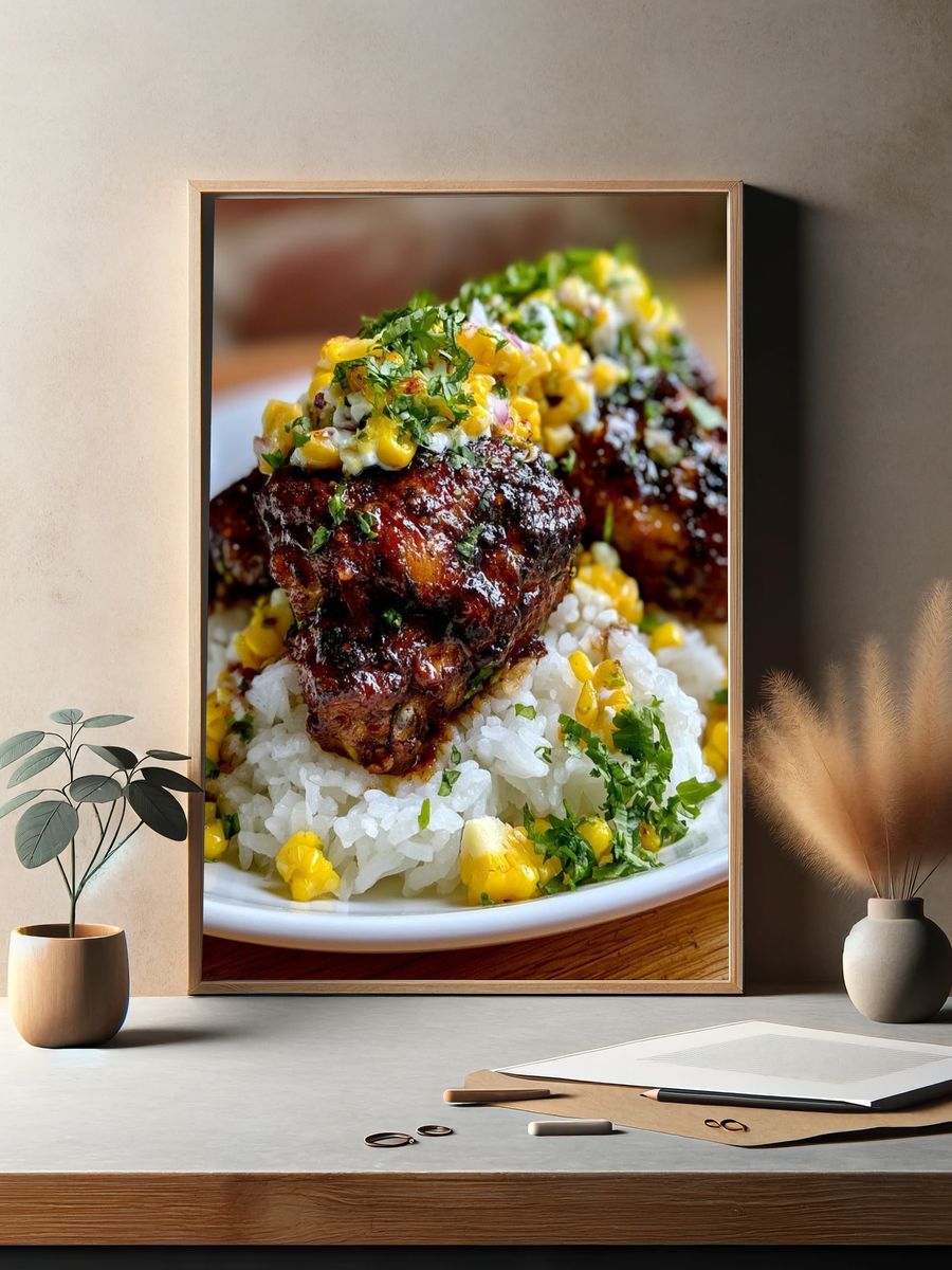 Gourmet Rice Bowl Food Photography Poster. — room view 2