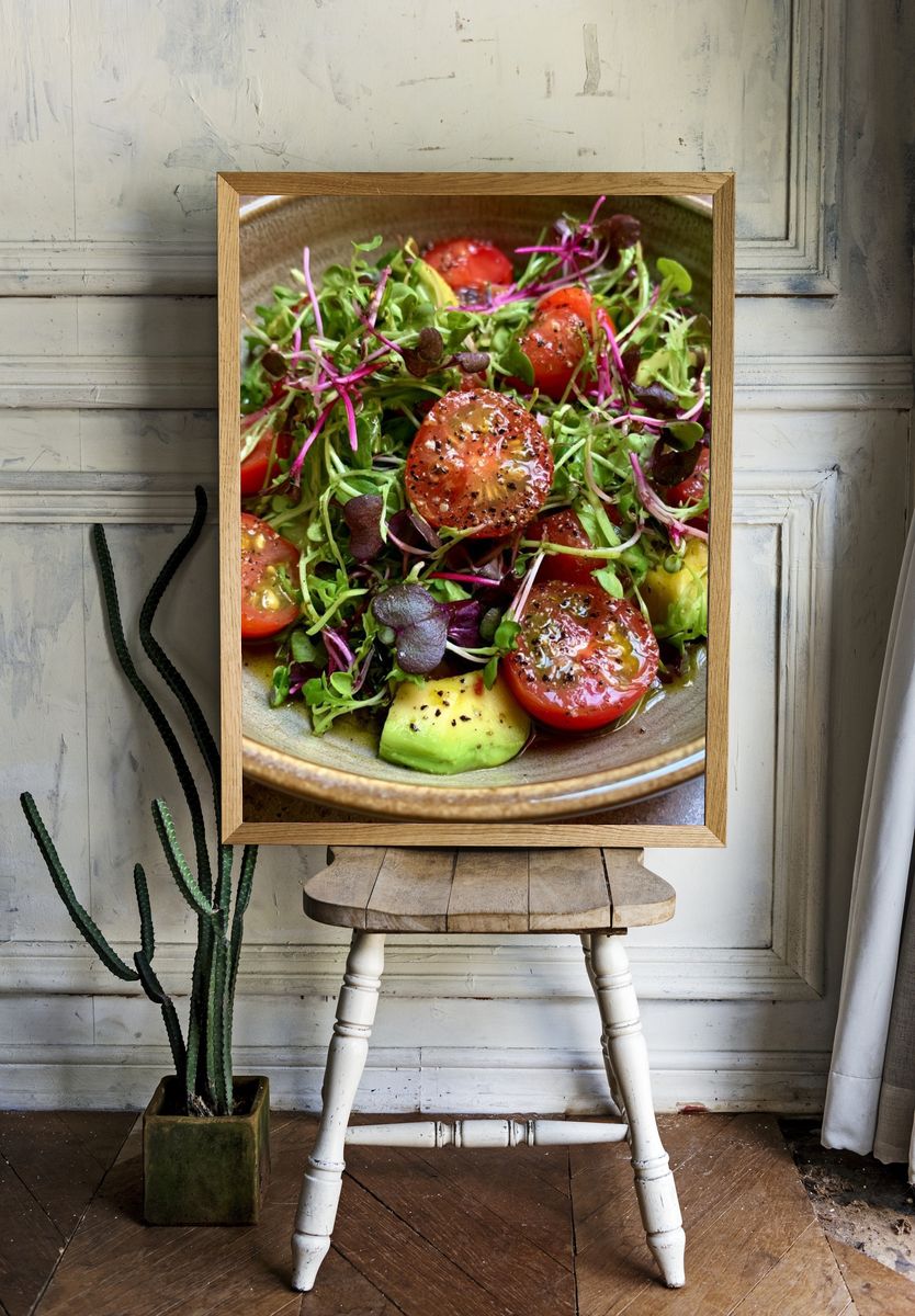 Avocado Tomato Salad Photography Poster. — room view 1