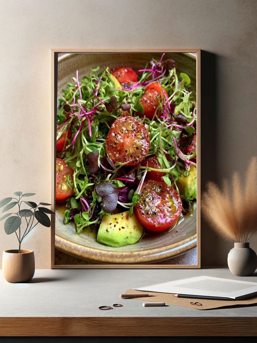 Avocado Tomato Salad Photography Poster. — room view 2