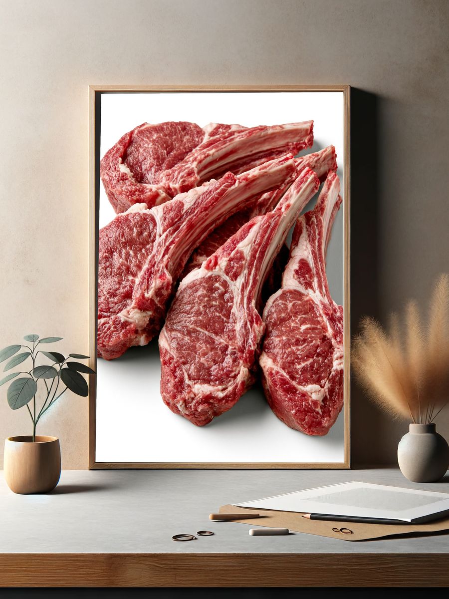 Raw Lamb Chops Food Poster. — room view 2
