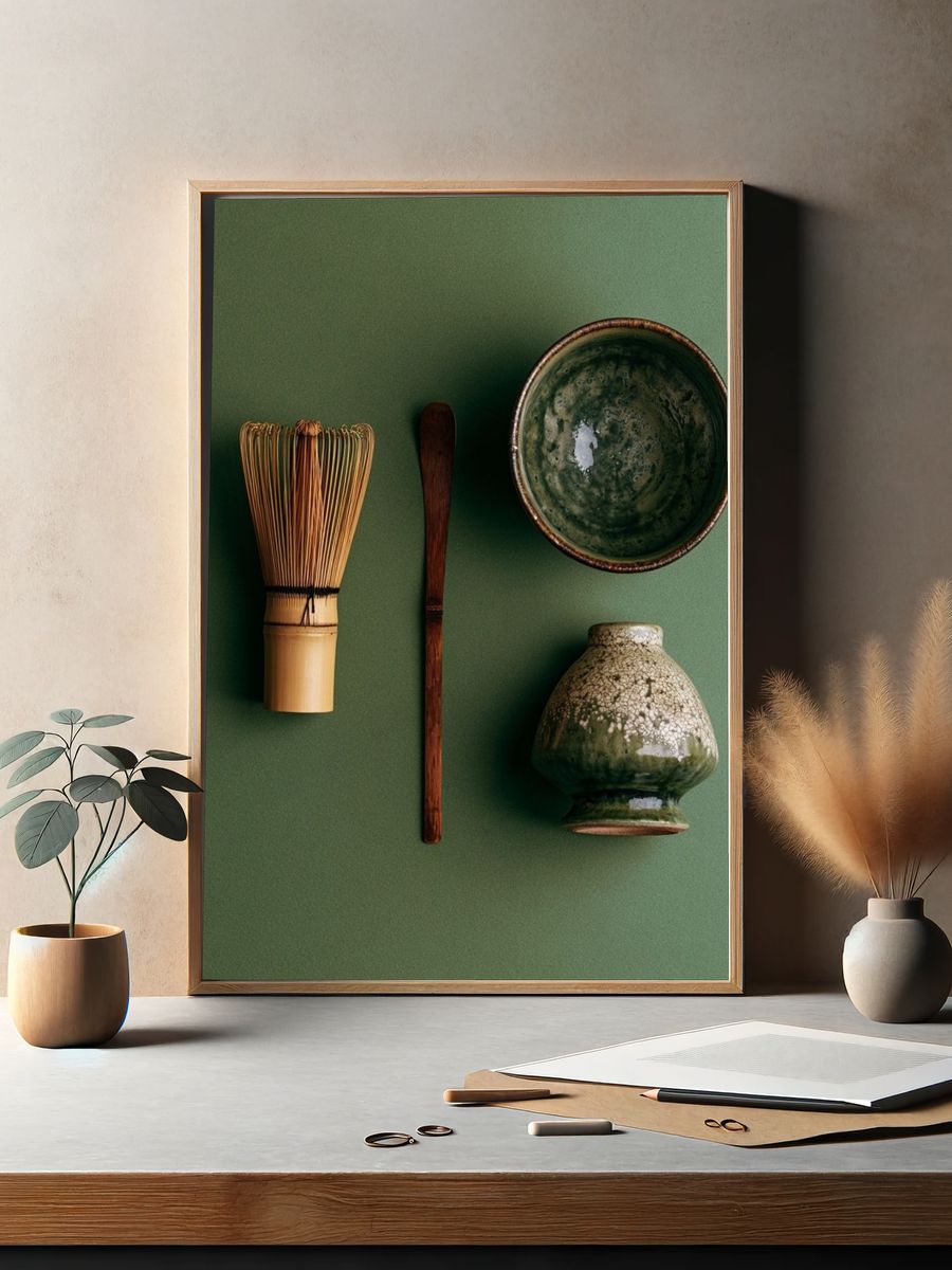 Matcha Tea Still Life Photography Poster. — room view 2