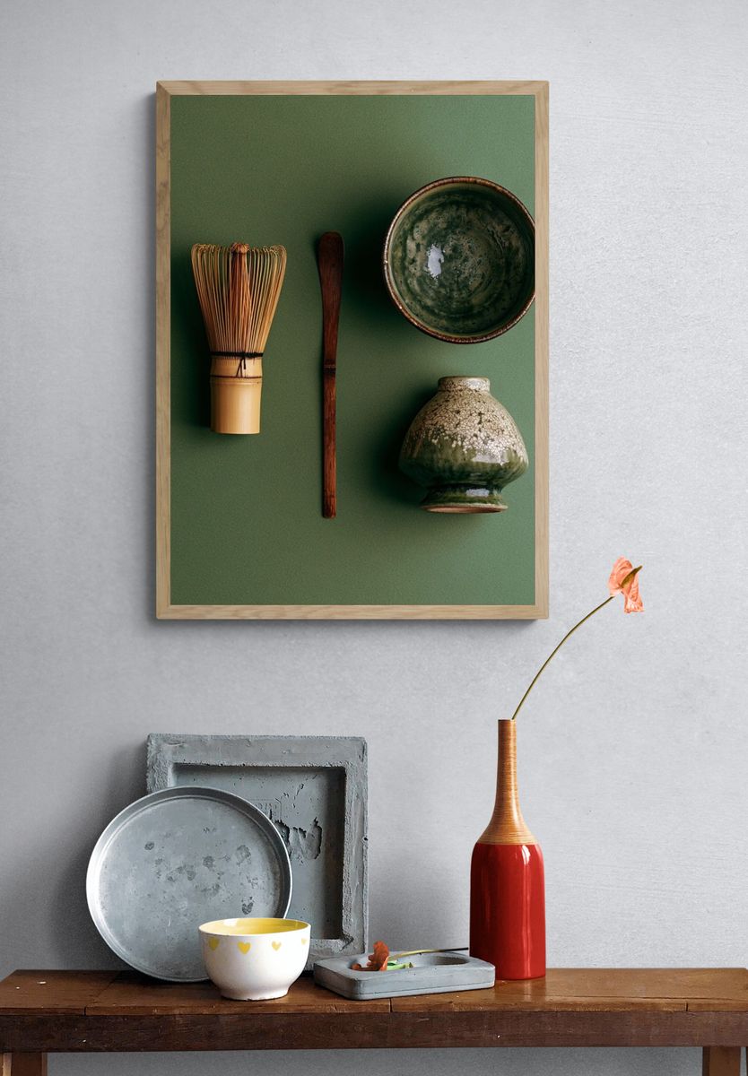 Matcha Tea Still Life Photography Poster. — room view 3