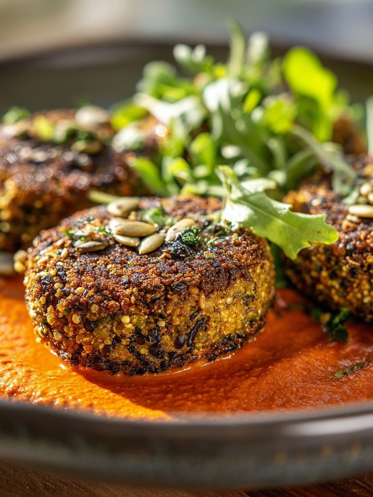 Gourmet Seed-Crusted Patties Photography Poster. poster detail