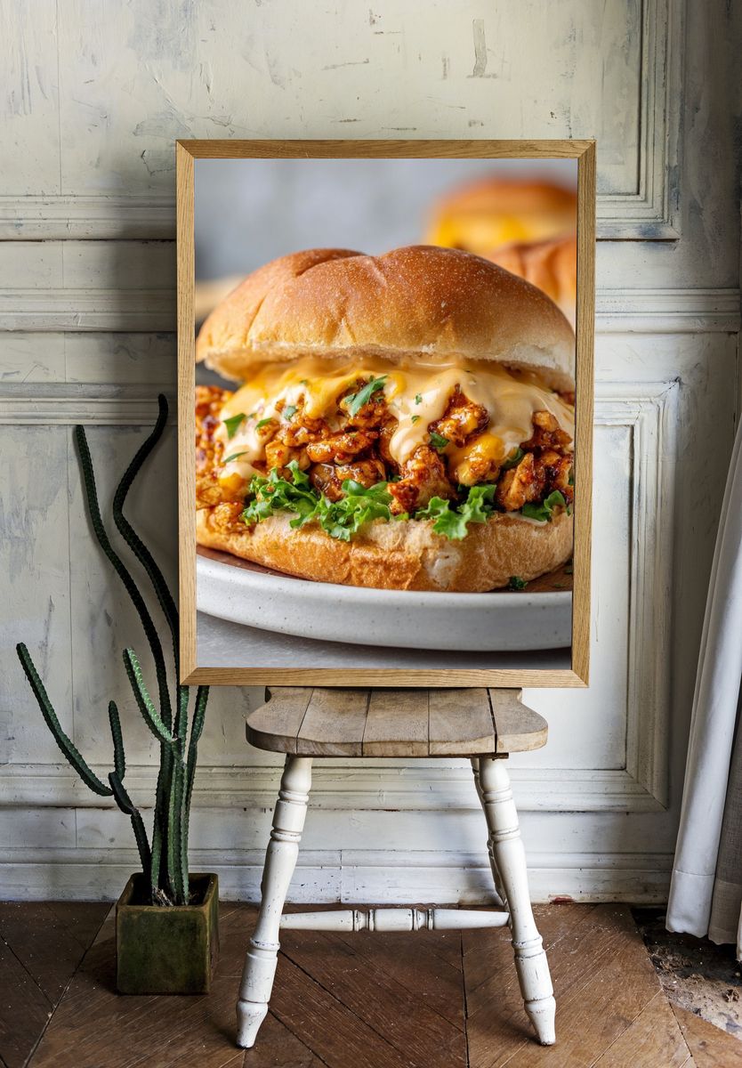 Cheesy Chicken Sandwich Food Print. — room view 1