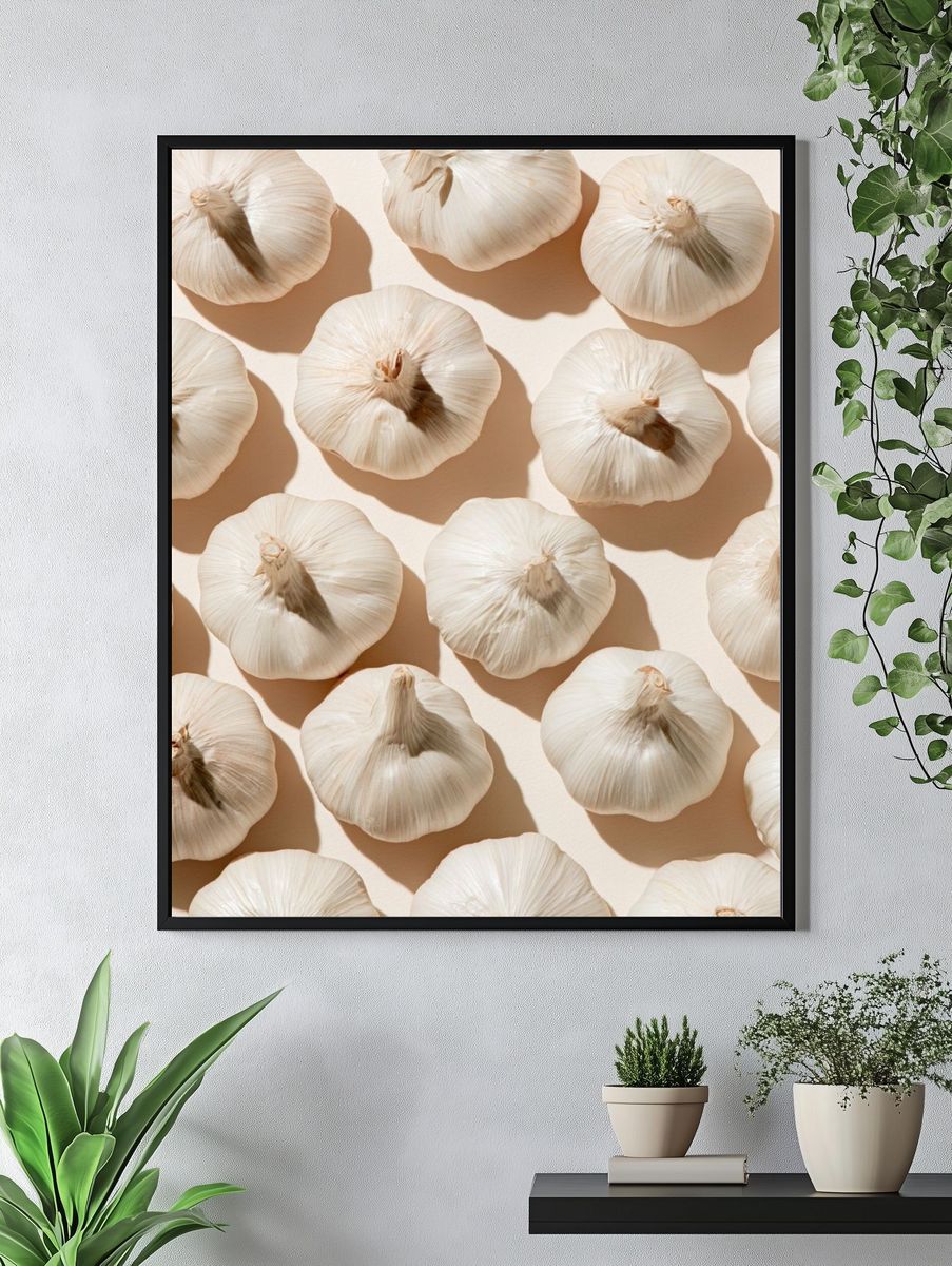 Garlic Still Life Photography Poster. — room view 4