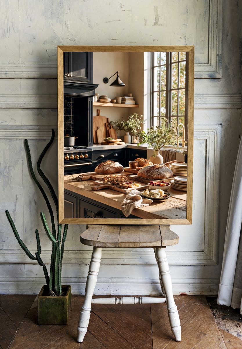 Rustic Kitchen Bread Still Life Print. — room view 1