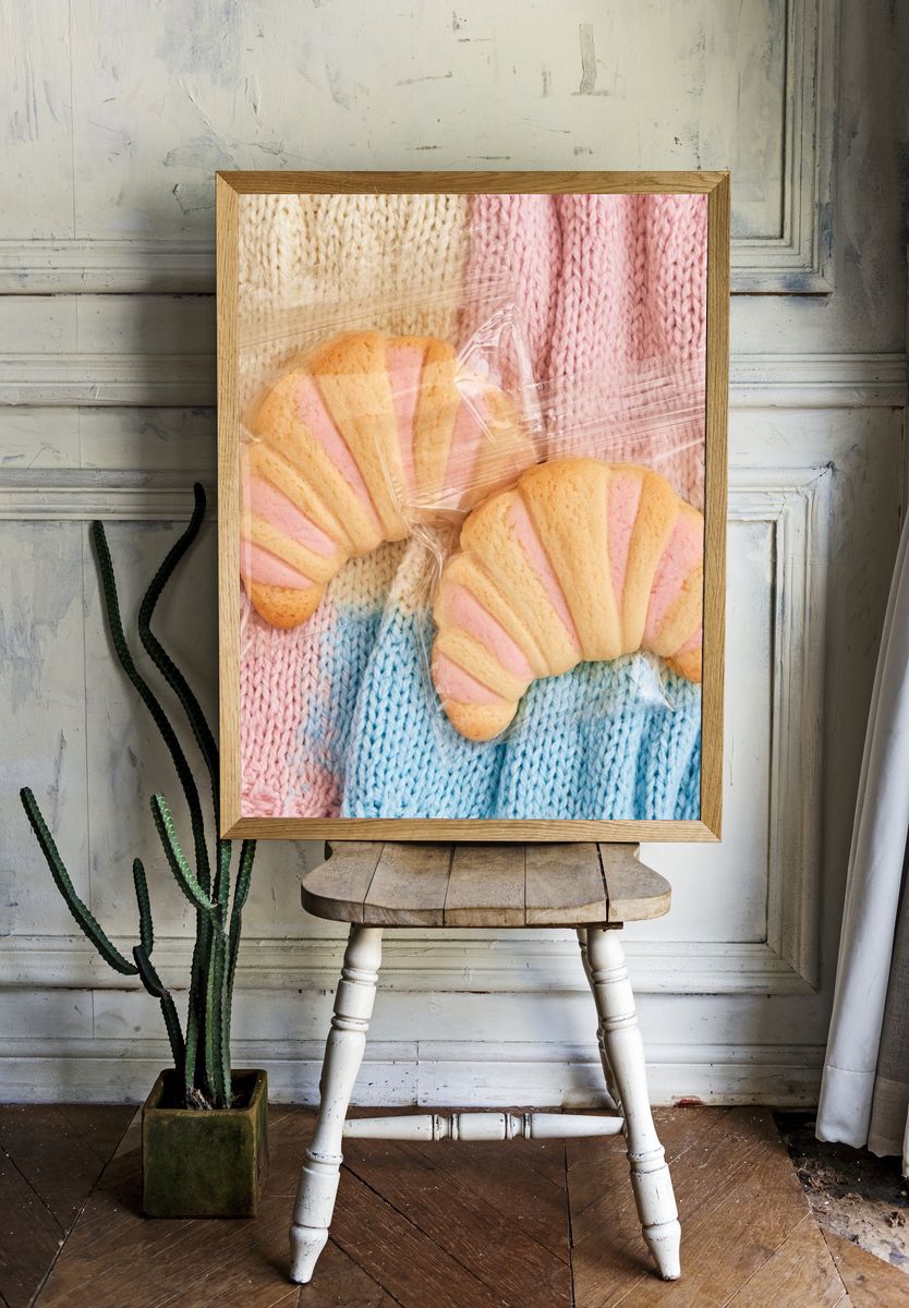 Pastel Croissants Food-Drink Poster. — room view 1