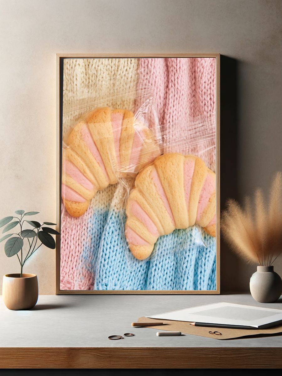 Pastel Croissants Food-Drink Poster. — room view 2
