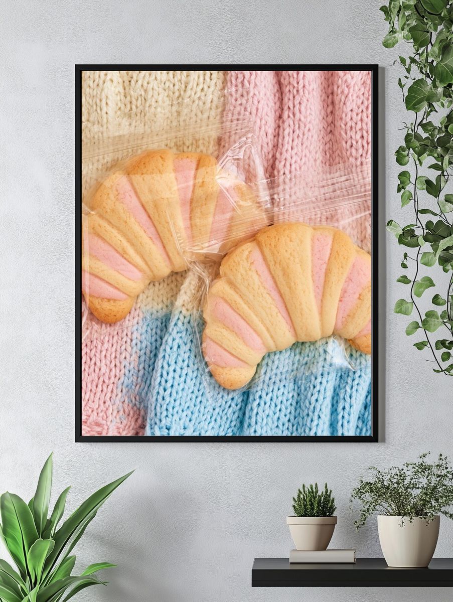 Pastel Croissants Food-Drink Poster. — room view 4