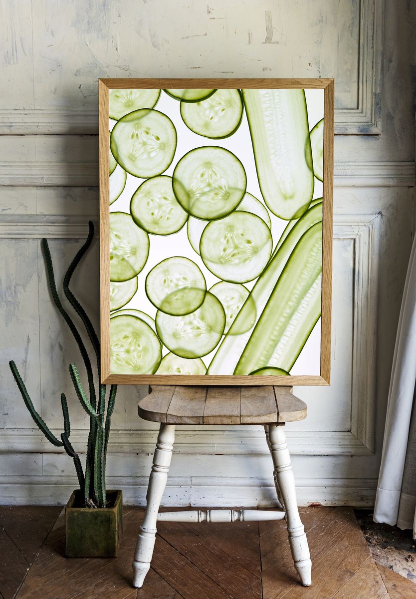 Cucumber Slices Botanical Print. — room view 1