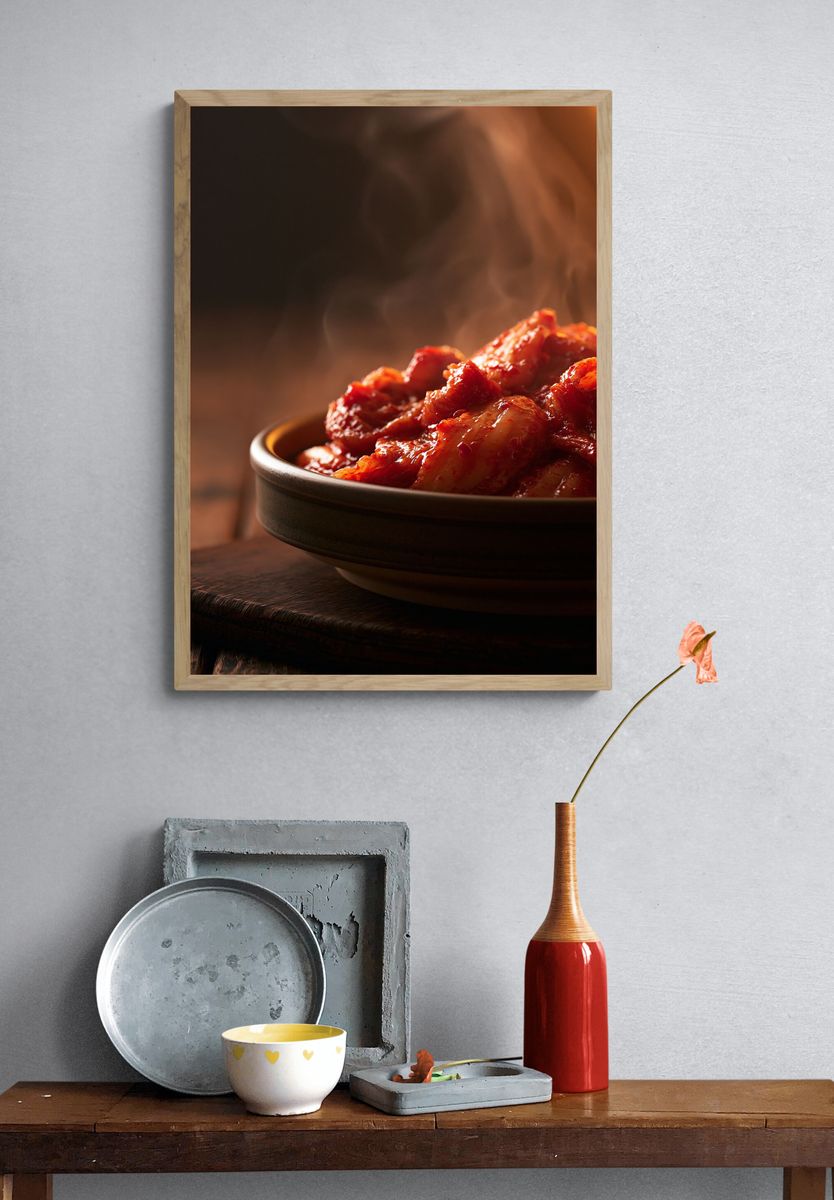 Spicy Kimchi Bowl Photography Poster. — room view 3