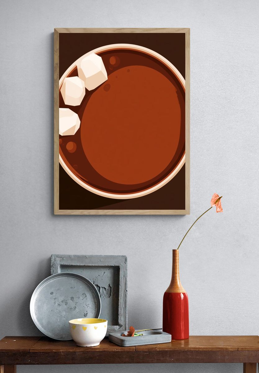 Hot Chocolate Cup Illustration Poster. — room view 3