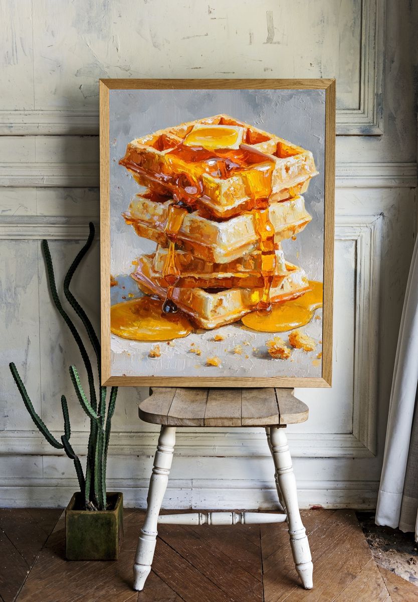 Stack of Waffles with Honey — Food Print room preview