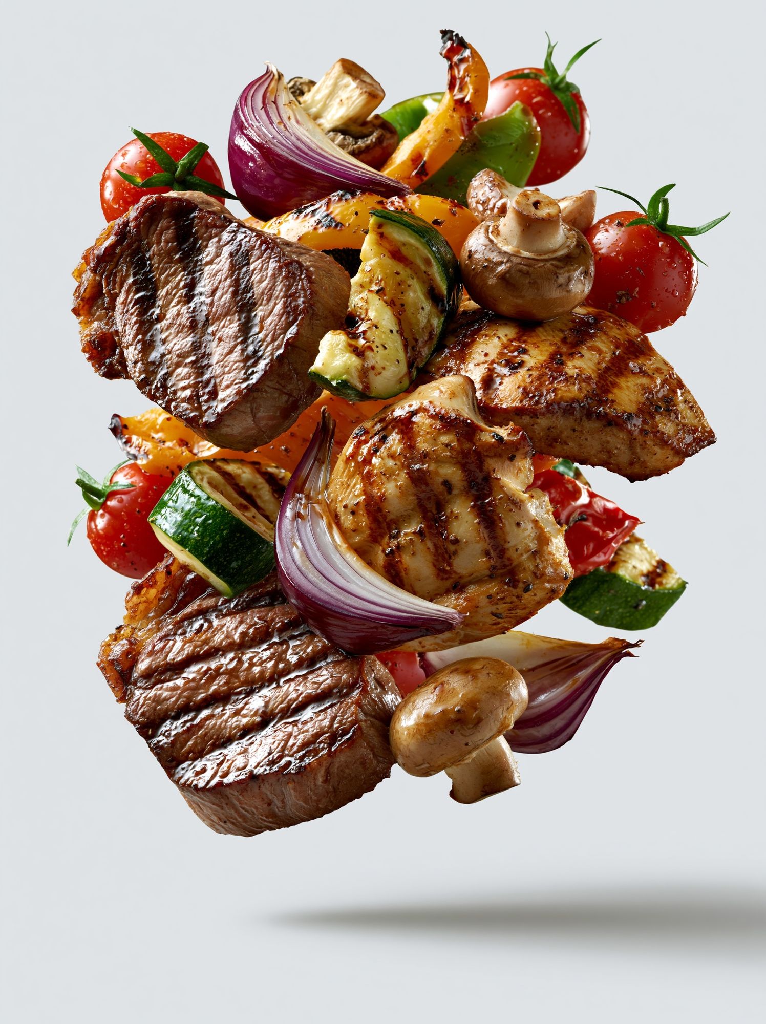 Grilled Steak and Vegetables Food Print. poster detail