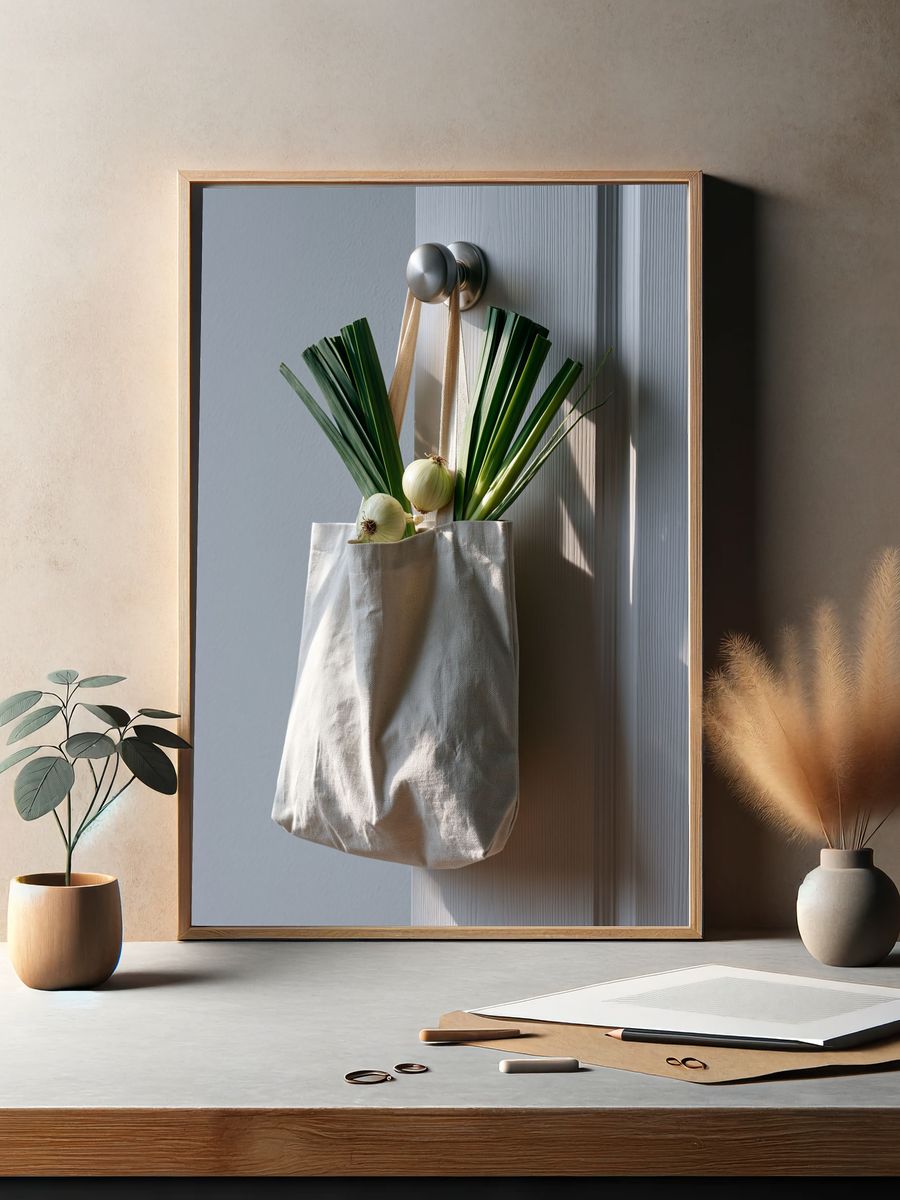 Minimalist Grocery Bag Still Life Poster. — room view 2