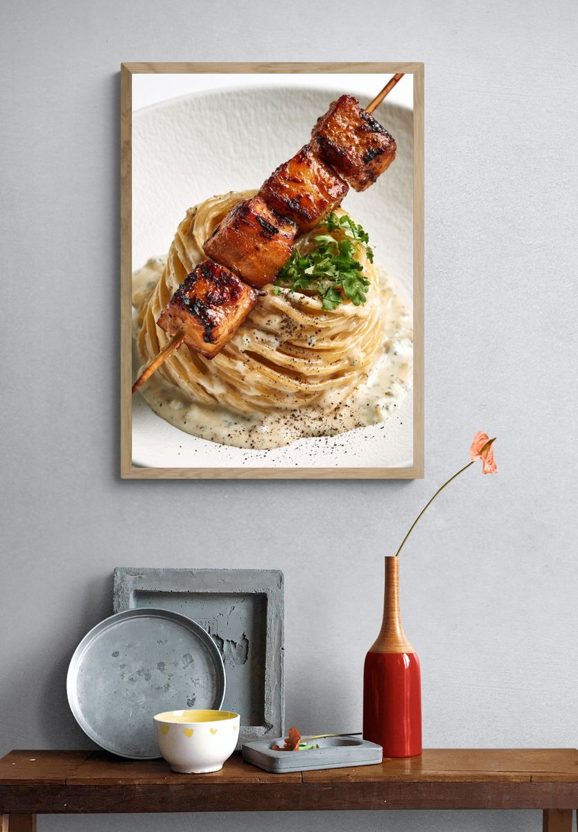 Grilled Skewer Pasta Food-Drink Poster. — room view 3