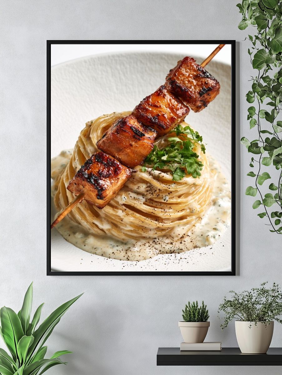 Grilled Skewer Pasta Food-Drink Poster. — room view 4