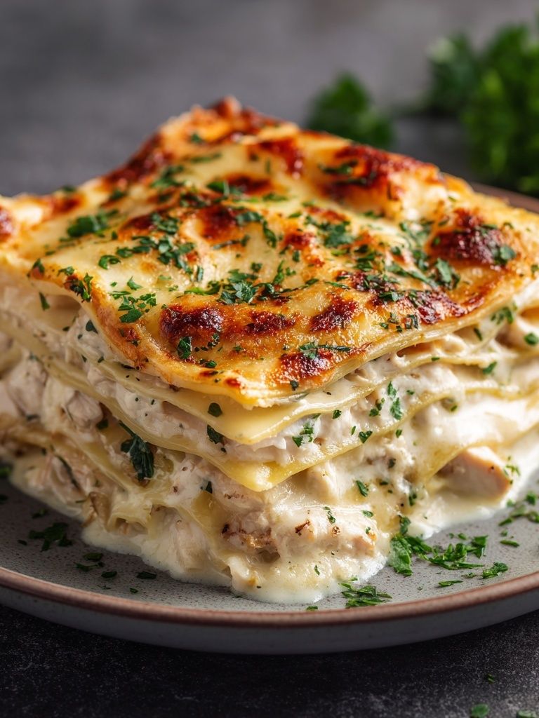 Creamy Chicken Lasagna Food Poster. poster — food-drink art