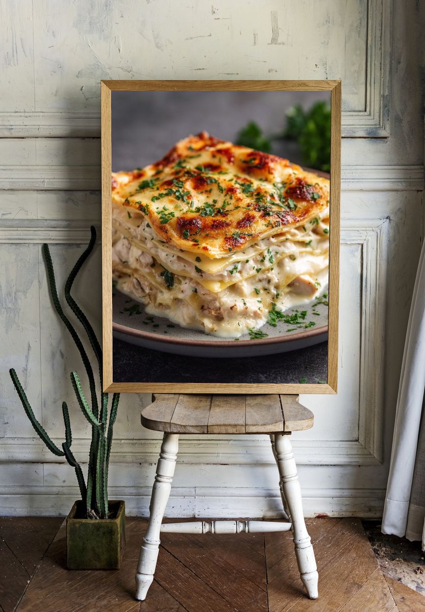 Creamy Chicken Lasagna Food Poster. — room view 1