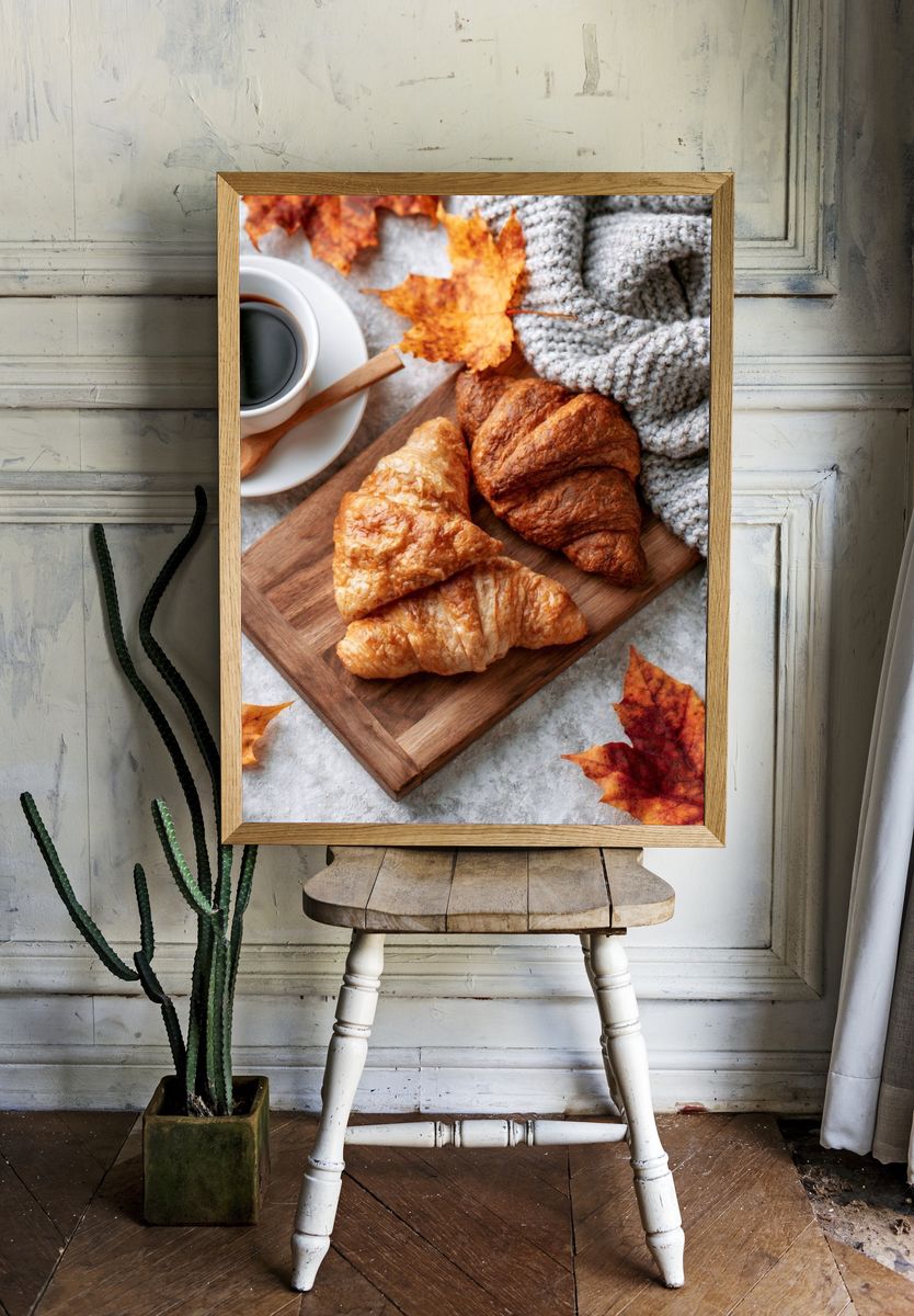 Autumn Coffee and Croissants Print. room preview