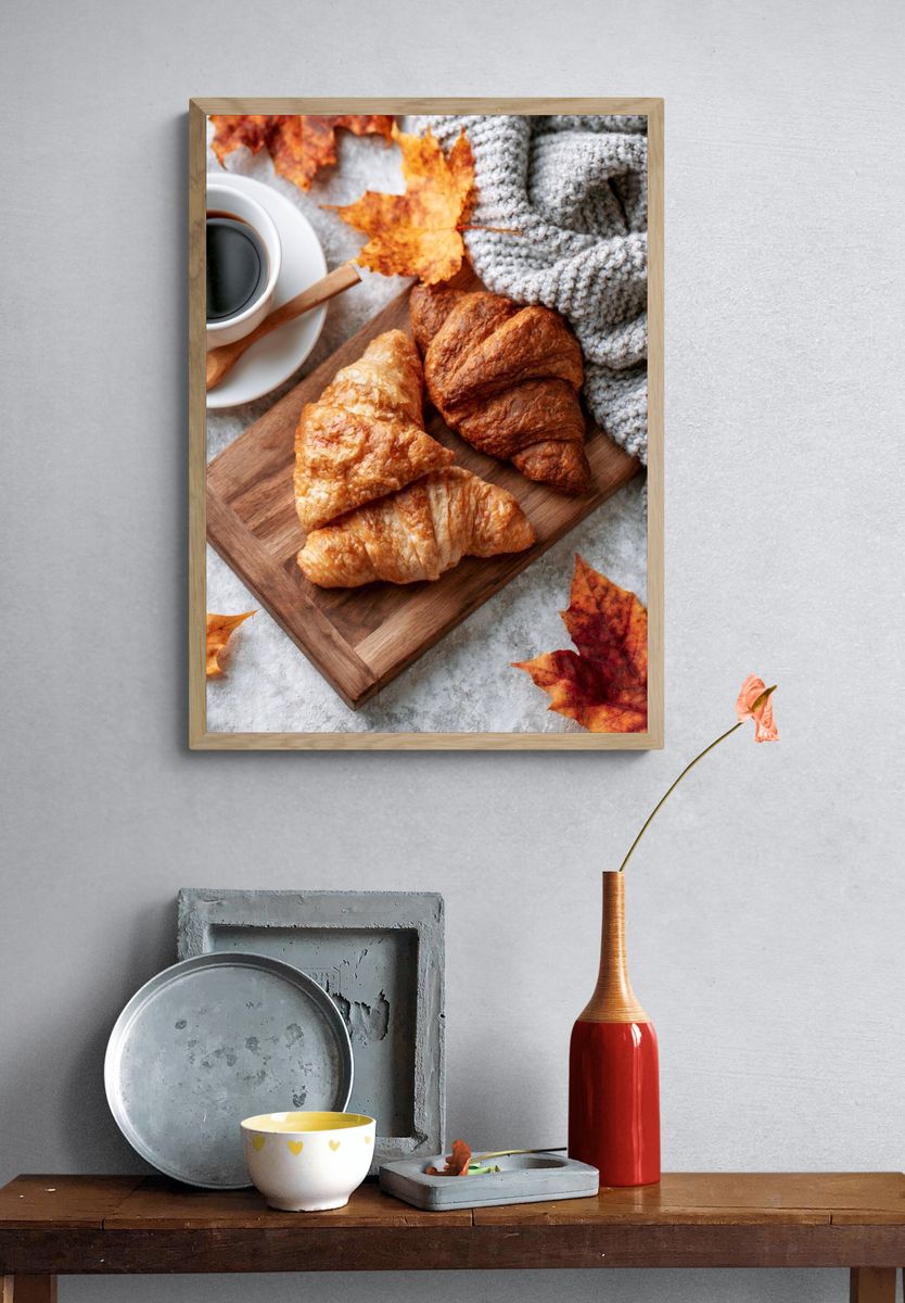 Autumn Coffee and Croissants Print. — room view 3