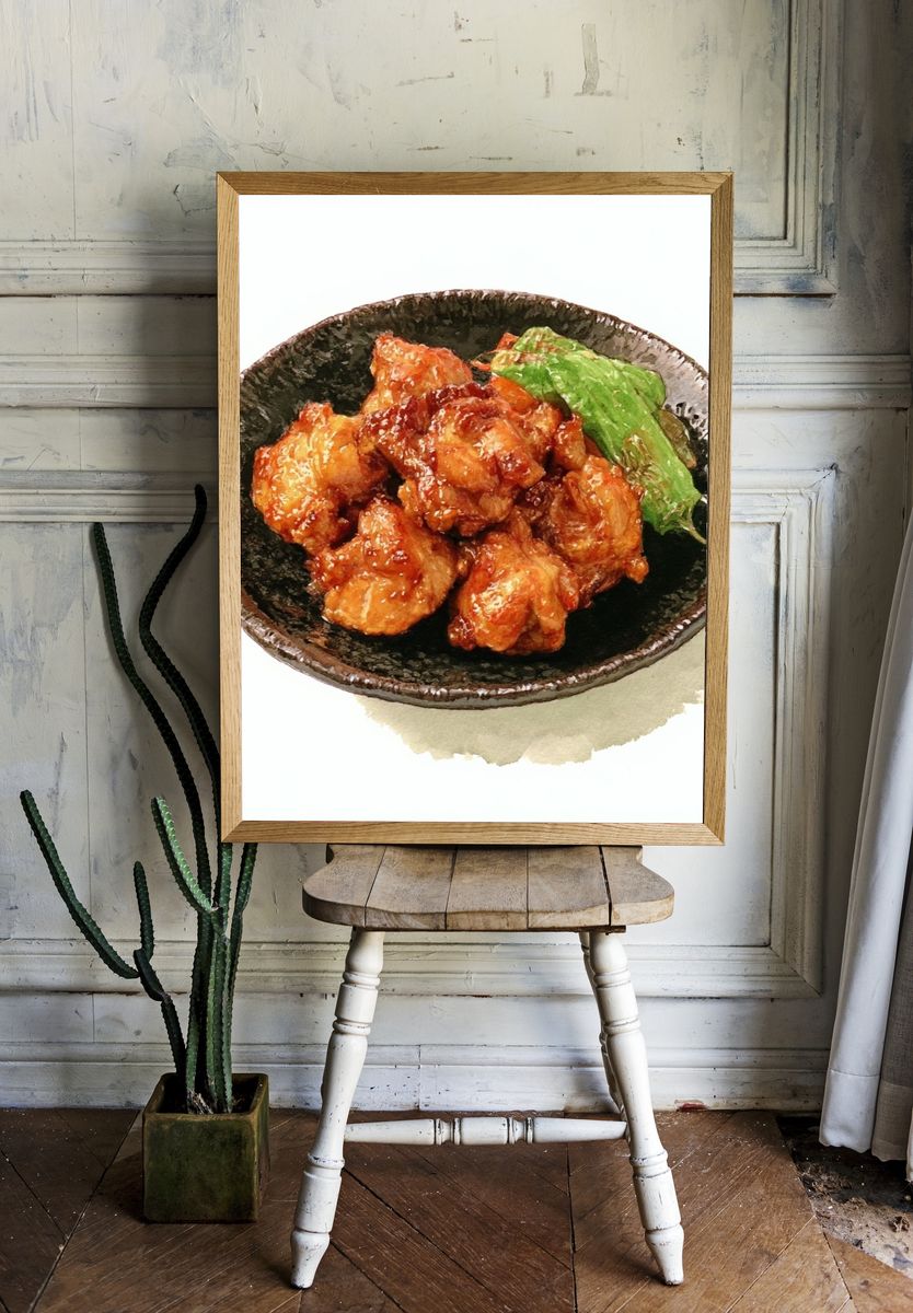 Glazed Chicken Bowl Food-Drink Print. room preview