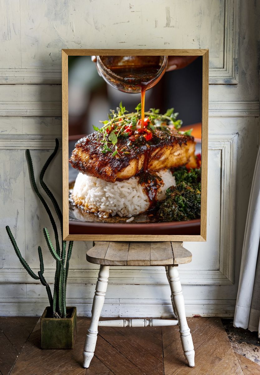 Gourmet Glazed Fish Food Poster. — room view 1